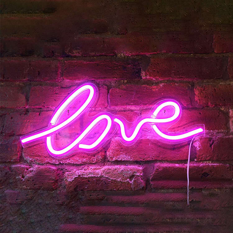 USB LED Neon Light Colorful Sign Night Light Holiday Love Hanging LED Neon Pink and White Unicorn Wall Sign