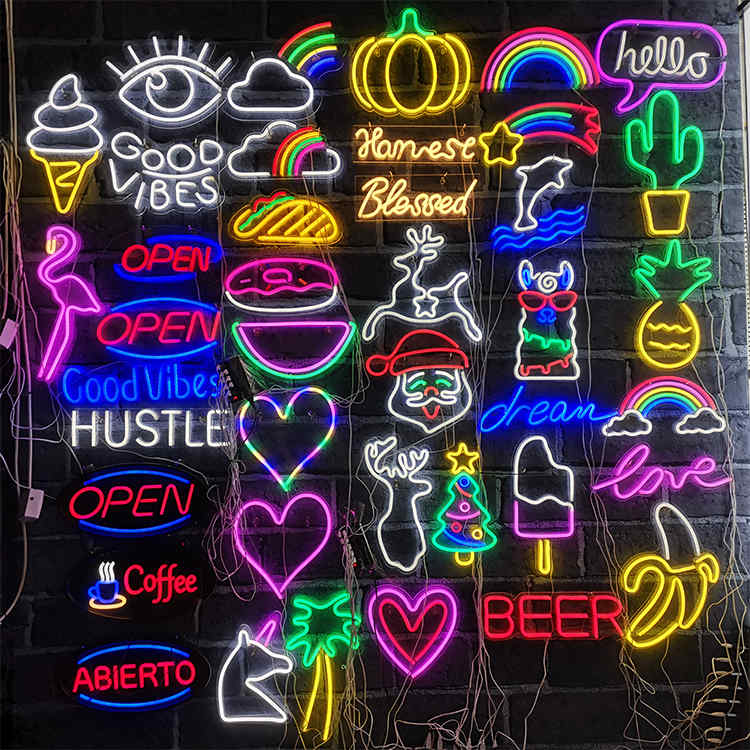 Muri i hapur me shenjë neoni të varur me dritë neoni dekorative të hapur LED të përsosur për të reklamuar dyqan dhe restorant zyre biznesi në dyqan