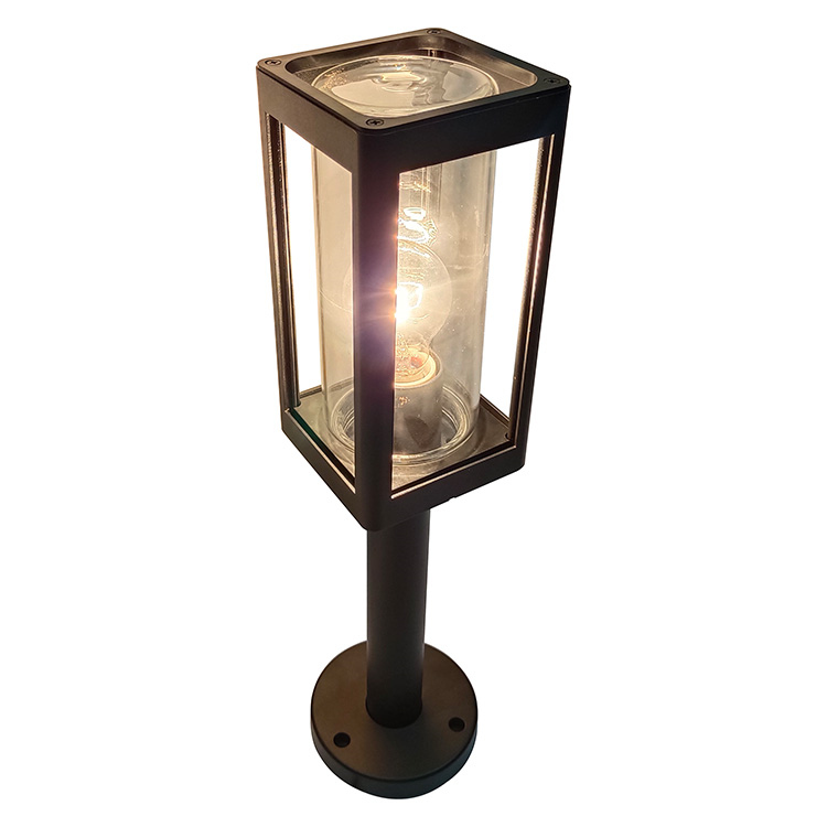 Subĉielaj akvorezistaj aluminiaj Die-casting E27-lamparbaj gazonaj lampoj lumas por ekstera lampa ĝardeno