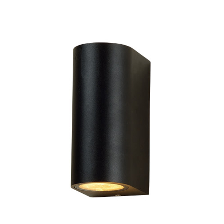 Modern siyah alüminyum gu10 2*35w yuvarlak şekil açık yukarı ve aşağı duvar lambası aplik ev bar koridor yatak odası armatürleri için led duvar lambası